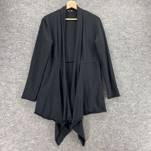 Athena Marie Top Women L Large Black Open Front Long Sleeve Casual Solid Comfort